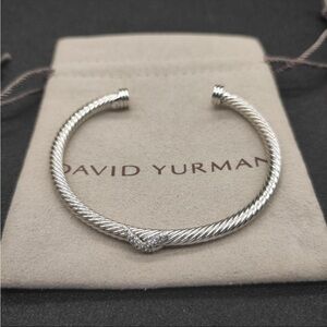 David Yurman Cable Classics Silver Cuff Bracelet with Pavé Accent 5mm